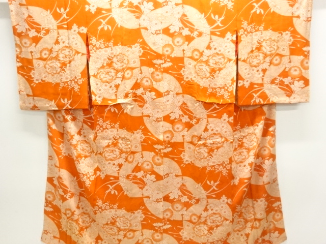 JAPANESE KIMONO / ANTIQUE JUBAN / SILK / MON KINSHA / KIKU